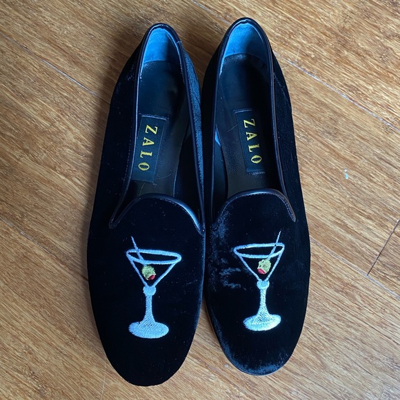 Zalo Velvet Embroidered Martini Loafers, Size 8.5 - Picture 5 of 6